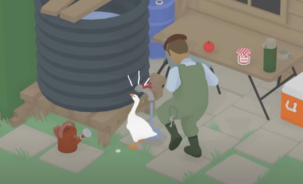 Untitled Goose Game - Dress The Bust With Things Outside Of The Garden 