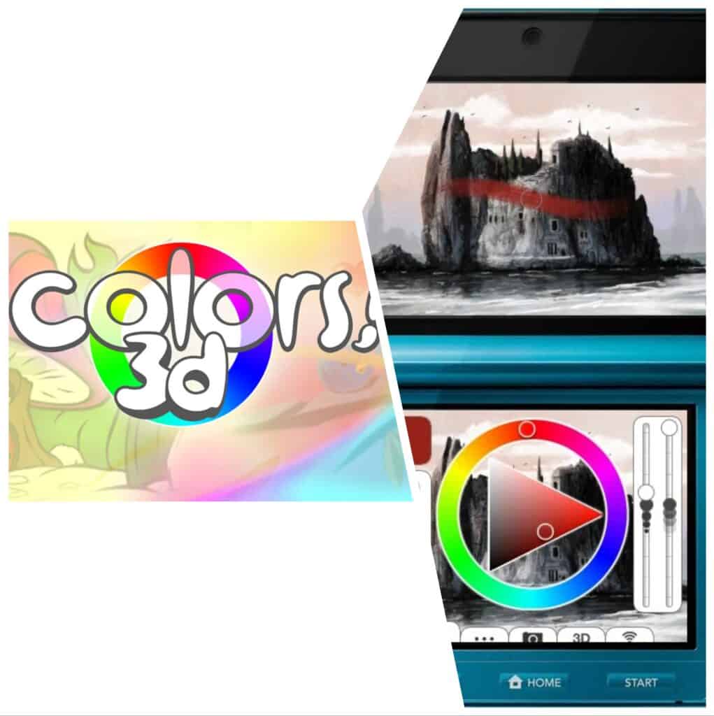 Collage featuring the    key art and gameplay screenshot for Colors ! 3D