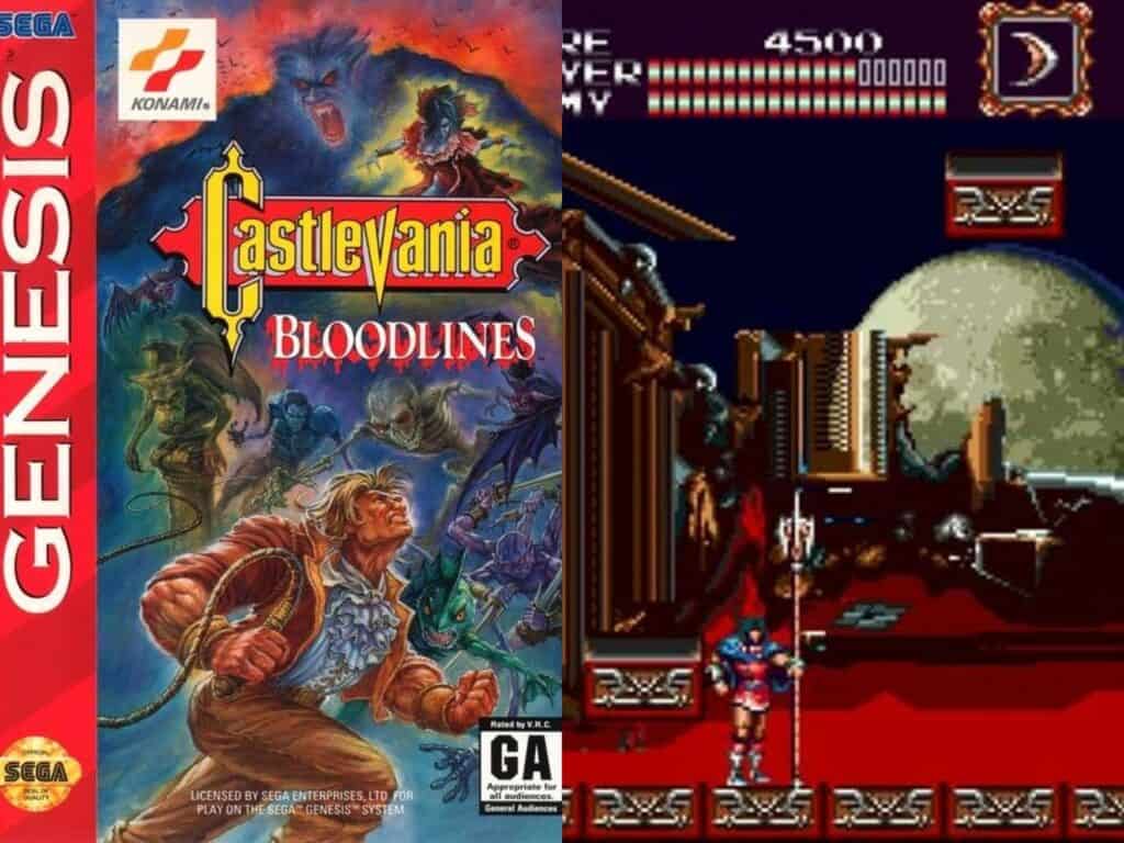Castlevania: Bloodlines box art and gameplay