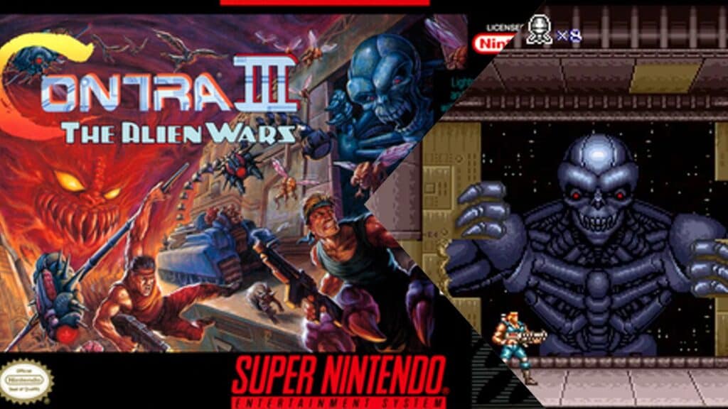 Contra III box art and gameplay