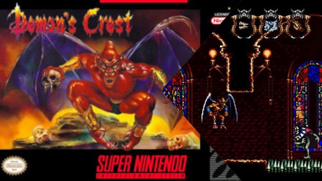 Demon's Crest box art and gameplay