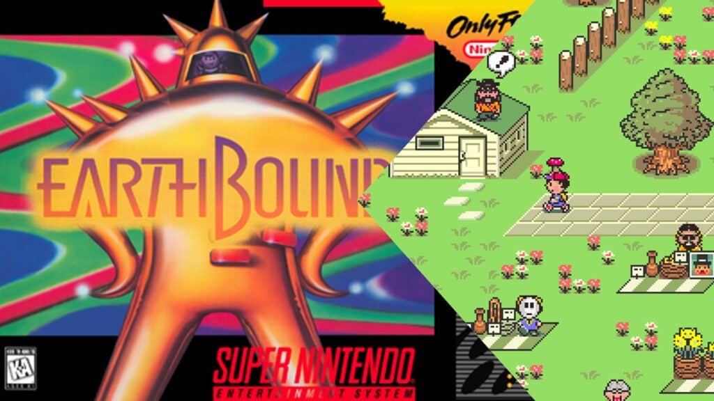 Earthbound box art and gameplay
