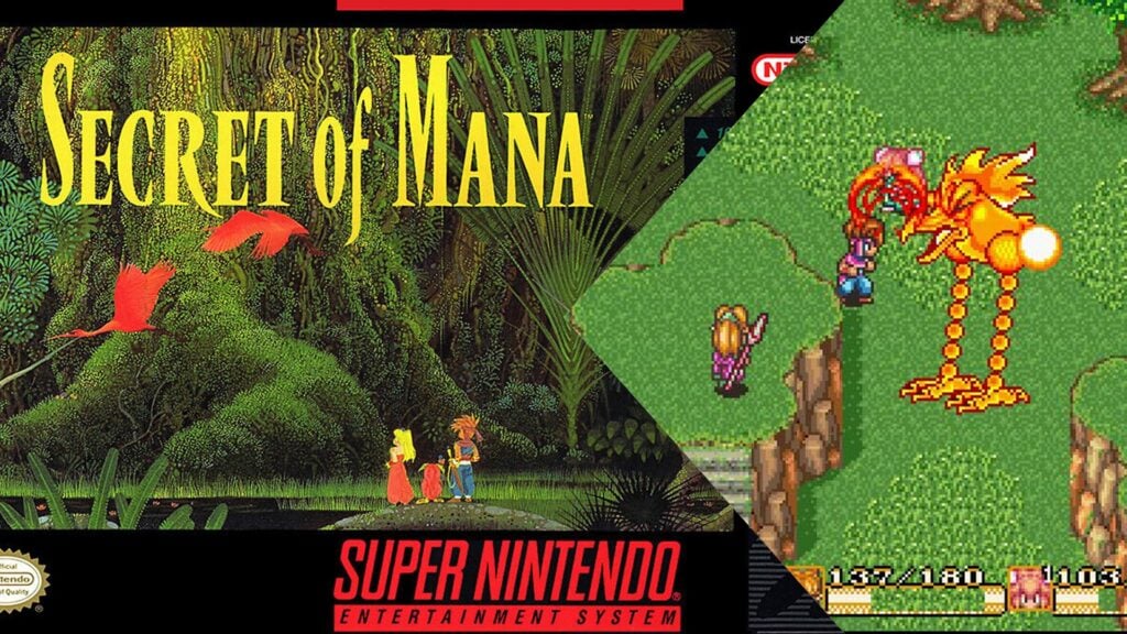 Secret of Mana box art and gameplay