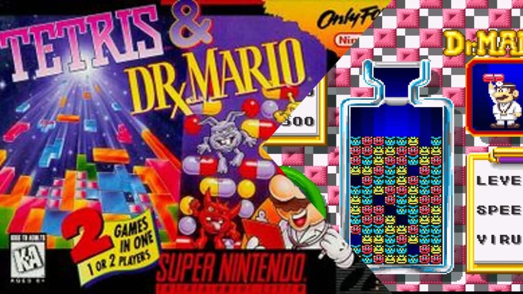 Tetris & Dr. Mario box art and gameplay