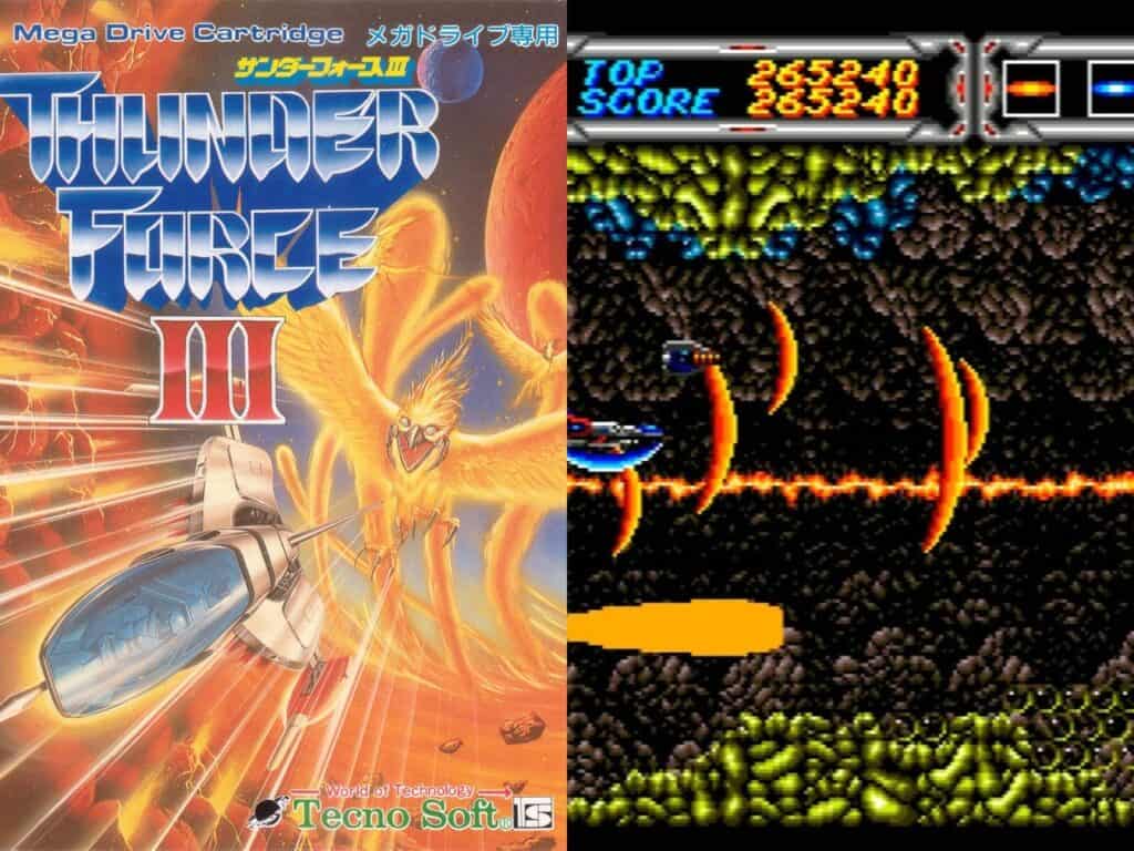 Thunder Force III box art and gameplay