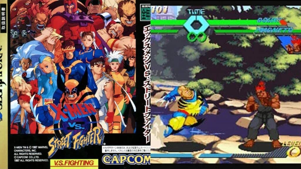 X-Men vs. Street Fighter box art and gameplay